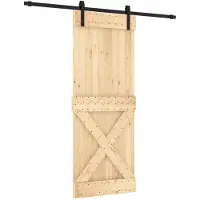 vidaXL Porte coulissante , finition naturelle et noire, 80 x 210 cm, pin massif