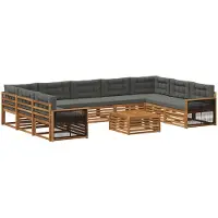 vidaXL Ensemble de canapés d'extérieur avec coussins 10 pièces Nature et Anthracite