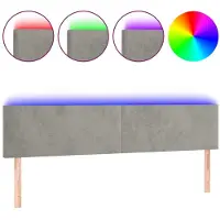 vidaXL Tête de lit LED gris clair 160x5x78/88 cm velours