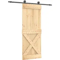 vidaXL Porte coulissante , finition naturelle et noire, 80 x 210 cm, pin massif