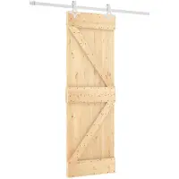 vidaXL Porte coulissante , finition naturelle et blanche, 70 x 210 cm, pin massif