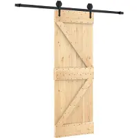 vidaXL Porte coulissante , finition naturelle et noire, 70 x 210 cm, pin massif