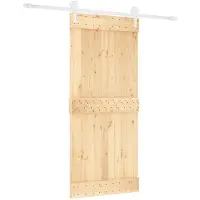 vidaXL Porte coulissante , finition naturelle et blanche, 90 x 210 cm, pin massif