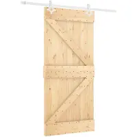 vidaXL Porte coulissante , finition naturelle et blanche, 90 x 210 cm, en pin massif