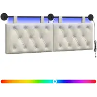 vidaXL Tête de lit suspendue avec éclairage LED, velours crème