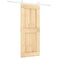 vidaXL Porte coulissante , finition naturelle et blanche, 85 x 210 cm, pin massif