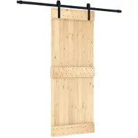 vidaXL Porte coulissante , finition naturelle et noire, 80 x 210 cm, pin massif