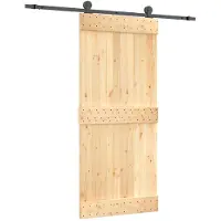 vidaXL Porte coulissante , finition naturelle et noire, 90 x 210 cm, pin massif