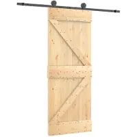 vidaXL Porte coulissante , finition naturelle et noire, 85 x 210 cm, pin massif