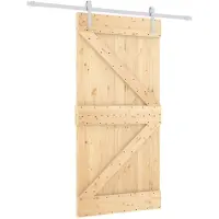 vidaXL Porte coulissante , finition naturelle et blanche, 100 x 210 cm, en pin massif