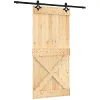 vidaXL Porte coulissante , finition naturelle et noire, 95 x 210 cm, pin massif
