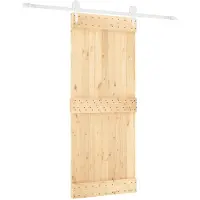 vidaXL Porte coulissante , finition naturelle et blanche, 85 x 210 cm, pin massif