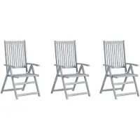 vidaXL Chaises de jardin réglables 3 pièces avec coussins en bois massif d'acacia