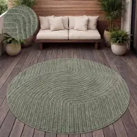 Paco Home Tapis d'extérieur Résistant aux intempéries Balcon Salon Scandinave Boho Unicolore Taille 200 cm Rond