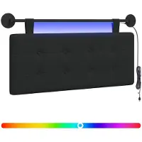 vidaXL Tête de lit suspendue avec éclairage LED, tissu noir