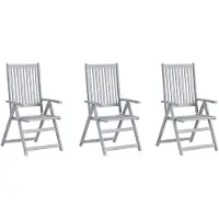 vidaXL Chaises de jardin réglables 3 pièces avec coussins en bois massif d'acacia
