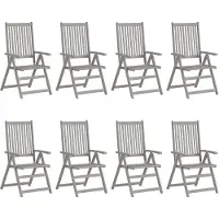 vidaXL Chaises de jardin réglables avec coussins 8 pcs. Gris acacia