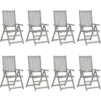 vidaXL Chaises de jardin réglables avec coussins 8 pcs. Gris acacia