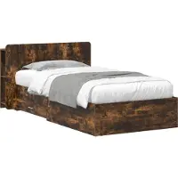 vidaXL Sommier avec rangement, chêne fumé, 75 x 190 cm