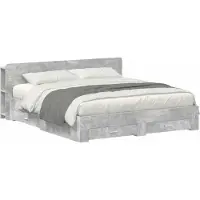 vidaXL Cadre de lit avec espace de rangement gris béton 200 x 200 cm Bois composite