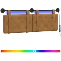 vidaXL Tête de lit suspendue Avec lumière LED Marron Velours