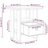 vidaXL Table de chevet avec tiroir Chêne artisanal 41 x 40 x 45 cm