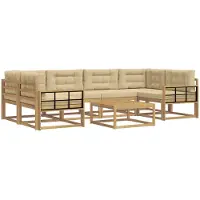 vidaXL Ensemble de canapés d'extérieur avec coussins, 5 pièces, blanc et beige