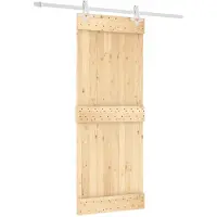 vidaXL Porte coulissante , finition naturelle et blanche, 80 x 210 cm, pin massif