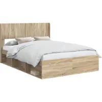 vidaXL Cadre de lit avec rangement et tête de lit Chêne Sonoma