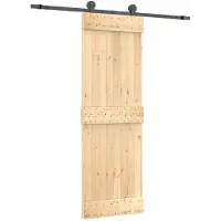 vidaXL Porte coulissante , finition naturelle et noire, 70 x 210 cm, pin massif