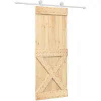 vidaXL Porte coulissante , finition naturelle et blanche, 80 x 210 cm, pin massif