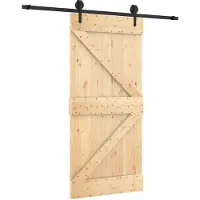 vidaXL Porte coulissante , finition naturelle et noire, 95 x 210 cm, pin massif