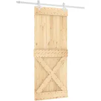 vidaXL Porte coulissante , finition naturelle et blanche, 85 x 210 cm, pin massif