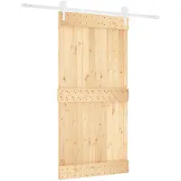 vidaXL Porte coulissante , finition naturelle et blanche, 100 x 210 cm, pin massif