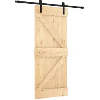 vidaXL Porte coulissante , finition naturelle et noire, 85 x 210 cm, pin massif