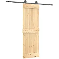 vidaXL Porte coulissante , finition naturelle et noire, 70 x 210 cm, pin massif