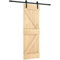 vidaXL Porte coulissante , finition naturelle et noire, 70 x 210 cm, pin massif