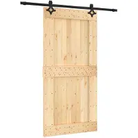 vidaXL Porte coulissante , finition naturelle et noire, 100 x 210 cm, pin massif