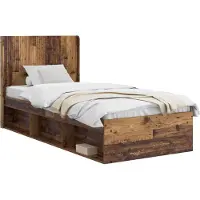 vidaXL Sommier avec rangement et tête de lit en bois recyclé 75 x 190 cm