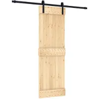 vidaXL Porte coulissante , finition naturelle et noire, 70 x 210 cm, pin massif