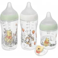 Nuk Kit de démarrage Perfect Match, 3 biberons anti-coliques + sucette, Winnie l'ourson, 0-6 mois