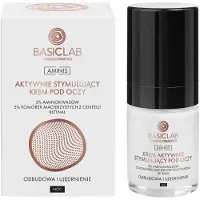 BasicLab Aminis, crème de nuit active et stimulante pour les yeux, avec acides aminés 3%, reconstruction et raffermissement, 18 ml