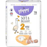 Bella Baby Happy Soft&Delicate couches jetables équipées de canaux Mini 3-6 kg 78 pcs