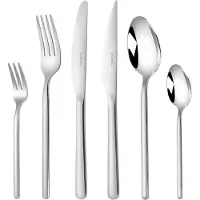 Deleca Set de couverts Amor pour 6 personnes - 36 pièces de couverts avec couteau fourchette cuillère, couteau à steak, couverts de table - lavable au lave-vaisselle - acier inoxydable argenté