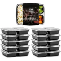 Fitcrafters Meal Prep Trays - Plateaux fraîcheur - Plateaux congélation - 10 pièces - 3 compartiments - 1L - sans BPA