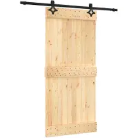 vidaXL Porte coulissante , finition naturelle et noire, 95 x 210 cm, pin massif