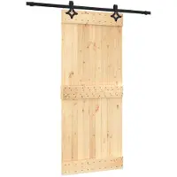 vidaXL Porte coulissante , finition naturelle et noire, 90 x 210 cm, pin massif