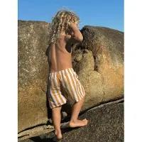 Swim Essentials Garçons, Short de bain, Badehose Jungs 110/1 Yellow Striped, Jaune, (110, 116)
