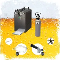 Ich-zapfe Ensemble complet Tireuse a biere - STREAM 80 machine a biere, pompe a biere 2 lignes, 90 litres/h, professionnelle, KEG: Type M; KEG 2: NC Adaptateur