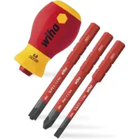 Wiha 41230 Tournevis avec jeu de porte-embout electric slimVario Stubby 4 pcs avec embouts slimBit